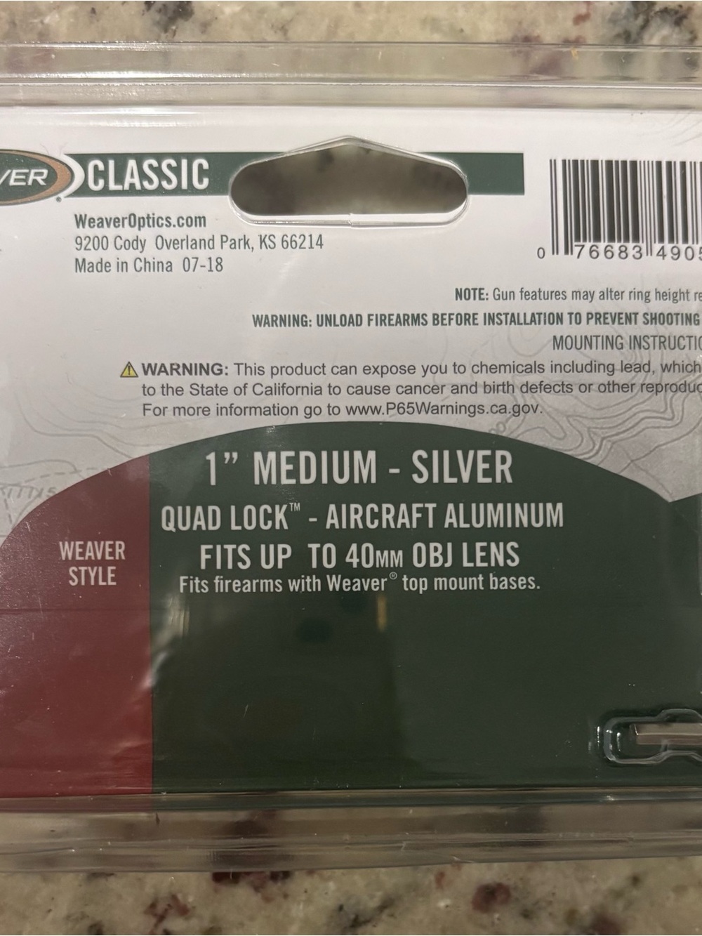 Weaver Quad Lock Scope Rings - Picture 2 of 5
